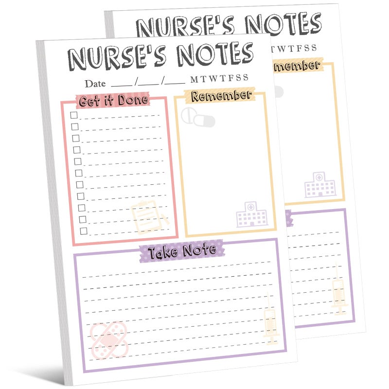 Fainne 2 Pack Nurse Notepad 5.9 x 8.7 Inch Nurse to Do List Note Pad Daily Planner Notepad Stationary Must Haves for Christmas Appreciation Gifts Supplies - Image 1