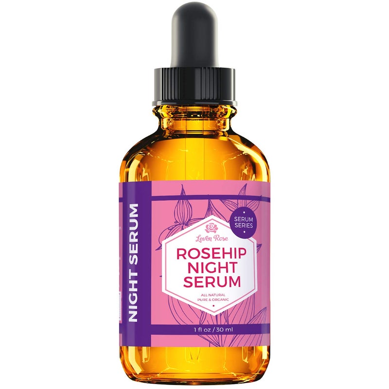 Leven Rose Rosehip Oil Night Face Serum, 100% Pure Organic Natural Rose Hip Oil Serum for Dry Skin 1 oz - Image 2