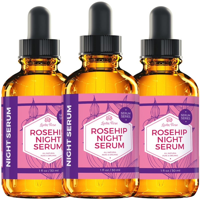 Leven Rose Rosehip Oil Night Face Serum, 100% Pure Organic Natural Rose Hip Oil Serum for Dry Skin 1 oz - Image 3