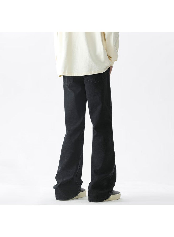Maybeyond Men's Micro-flare Jeans, Spring And Summer Draping Slim-fit High-waisted Pants Ma27 Black 2XL - Image 5