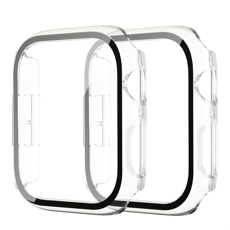 Clear Ultra Slim PC Hard Case Compatible with iWatch Series 1 to 9 38mm to 45mm Including Transparent Screen Protector and Button Cover for Apple Watch 41mm - Image 2