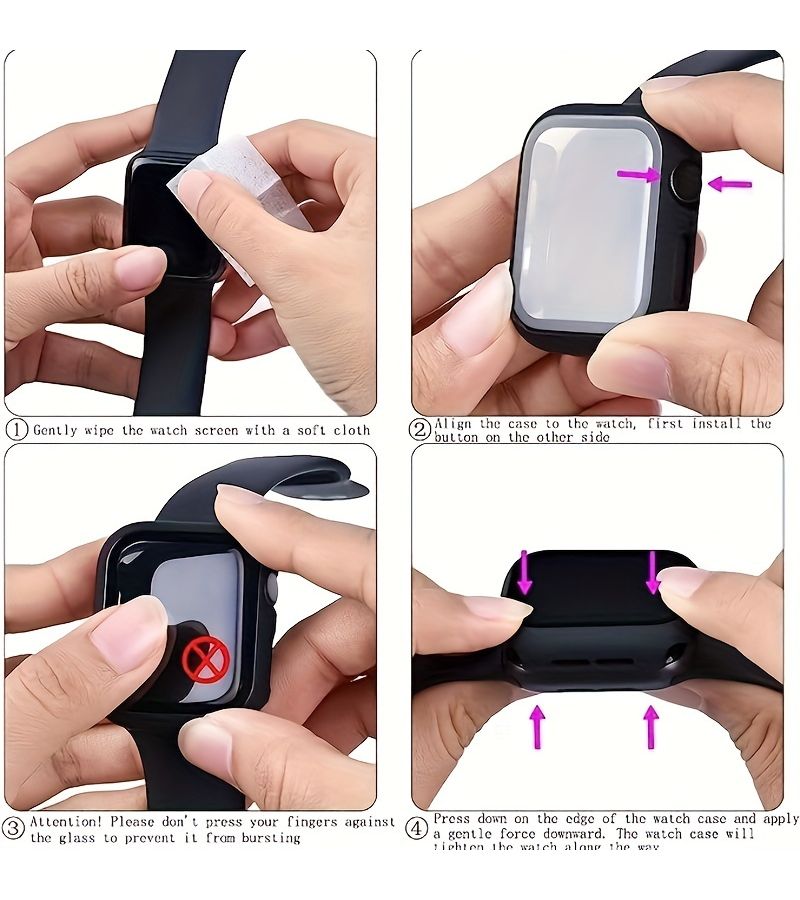 Clear Ultra Slim PC Hard Case Compatible with iWatch Series 1 to 9 38mm to 45mm Including Transparent Screen Protector and Button Cover for Apple Watch 41mm - Image 4