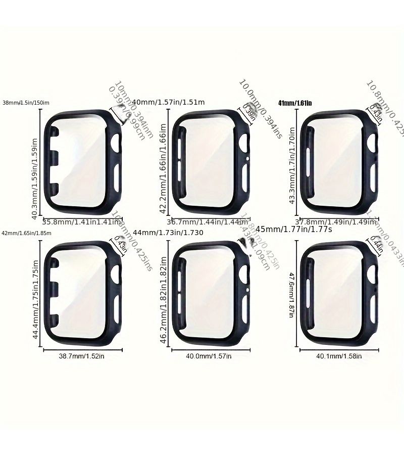 Clear Ultra Slim PC Hard Case Compatible with iWatch Series 1 to 9 38mm to 45mm Including Transparent Screen Protector and Button Cover for Apple Watch 41mm - Image 3