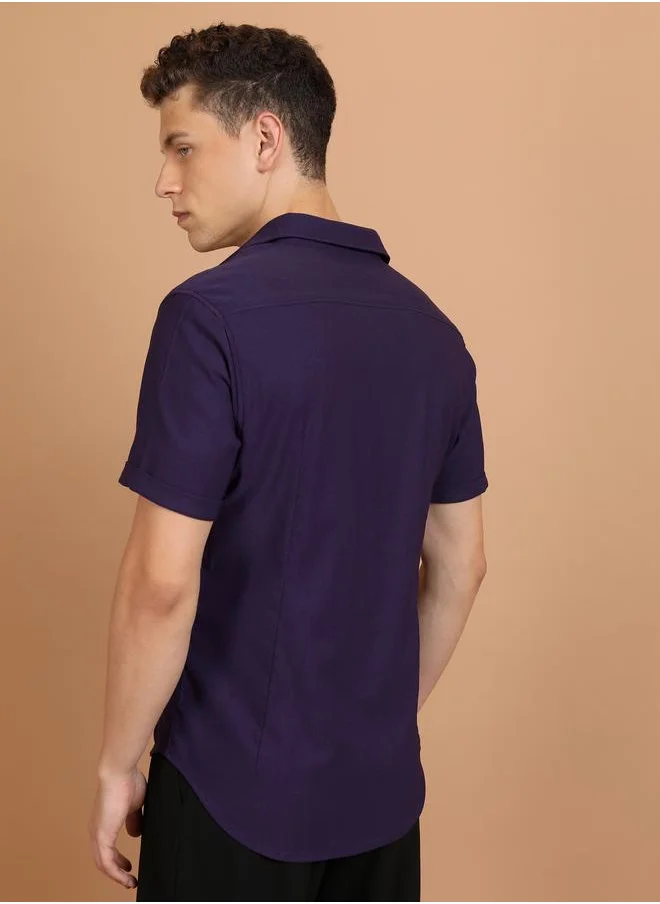 Ketch Slim Fit Spread Collar Casual Shirt by Styli