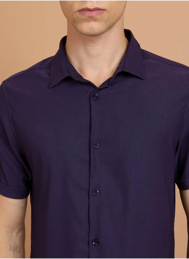 Ketch Slim Fit Spread Collar Casual Shirt by Styli