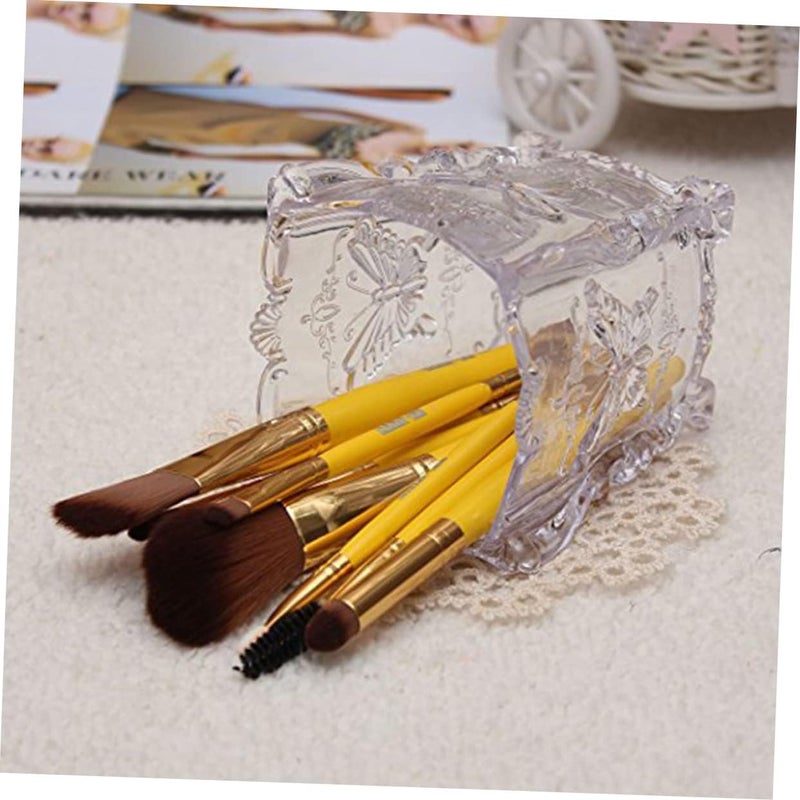 DOITOOL 3pcs Elegant Butterfly Carved Makeup Brush Pot Acrylic Cup Brush Holder for Cosmetics Sturdy - Image 2