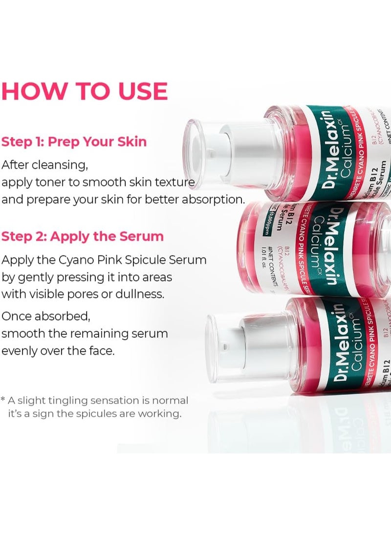 دكتور ميلاكسين Dr.Melaxin Cemenrete Cyano Pink Spicule Serum with Calcium, pore tightening refines pores tightening serum 1.01 fl. oz. - Image 5