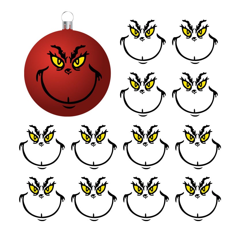 TROECE TT 15 Pcs Christmas Ornament Stickers  Christmas Decoration Stickers  Christmas Vinyl Stickers  Christmas Window Stickers  Christmas Party Waterproof Stickers Christmas Ball DIY Face Stickers - 3.3*3.3in - Image 1