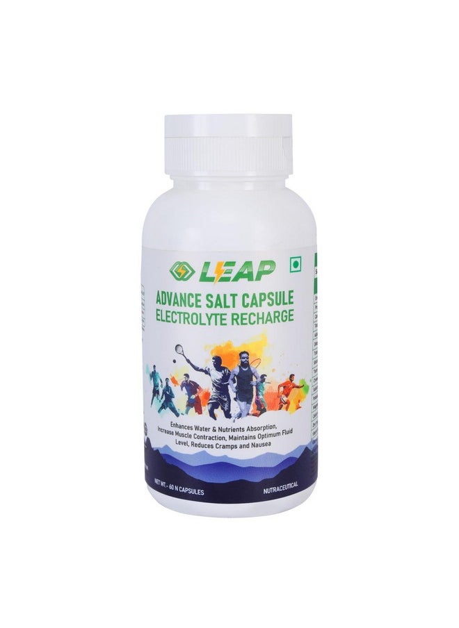 LEAP Advance Salt Capsules, Electrolyte Replacement For Runners, Cyclists, And Athletes From Other Sports, 60 Vegan Non-Caffeinated Capsules (Pack Of 1)  - Image 1