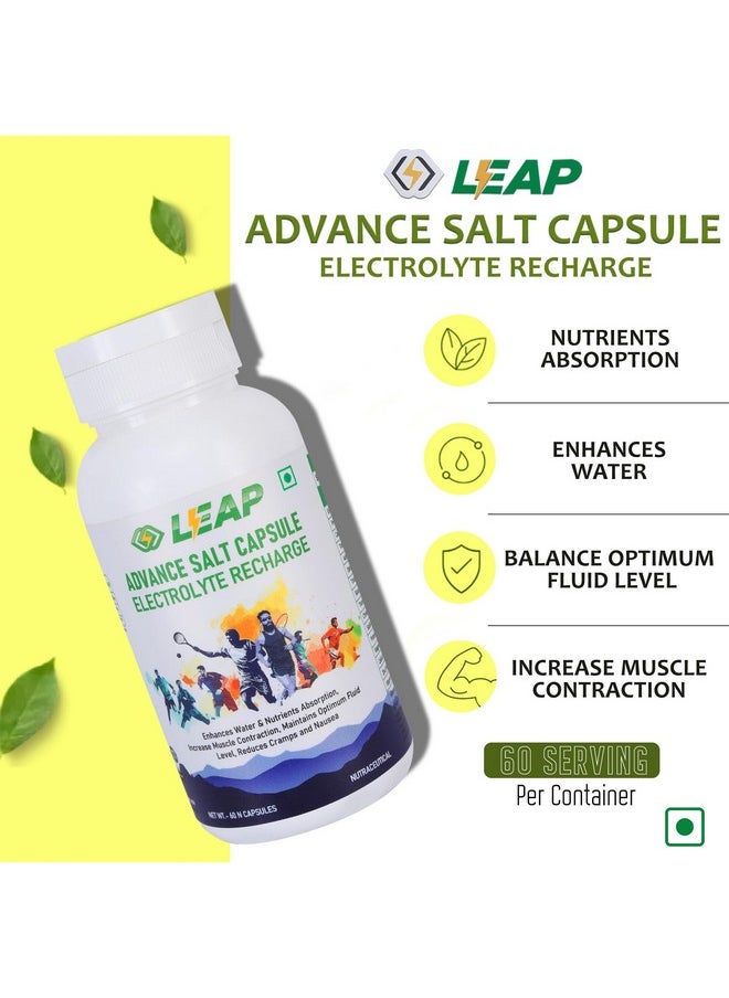 LEAP Advance Salt Capsules, Electrolyte Replacement For Runners, Cyclists, And Athletes From Other Sports, 60 Vegan Non-Caffeinated Capsules (Pack Of 1)  - Image 4