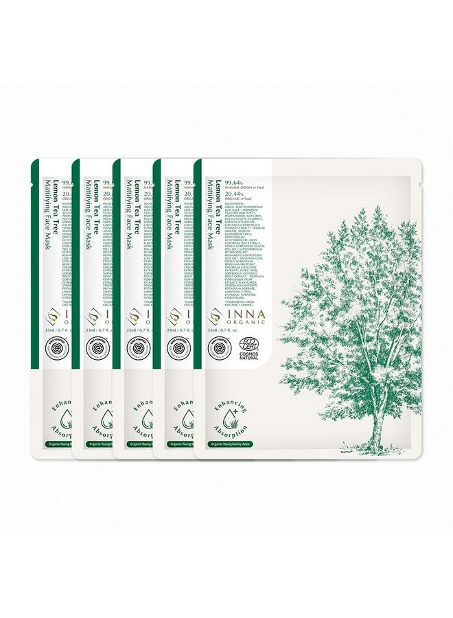إينا أورجانيك قناع ورقي للبشرة من شجرة الليمون، التحكم في الزيوت، تنعيم البشرة، جمال نظيف فاخر، قناع سبا منزلي، رعاية طبيعية معتمدة، 0.8 أونصة سائلة، عبوة من 5 قطع - Image 1