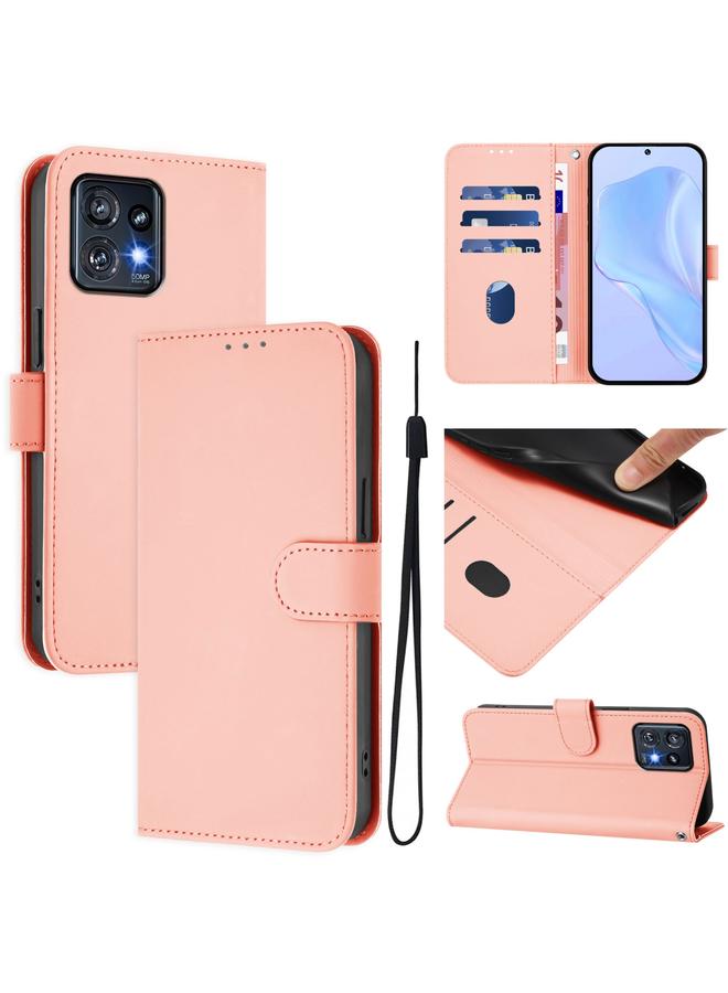 اس-توب جراب لهاتف Motorola Edge+ 2023 / Moto X40 جراب هاتف من الجلد بلون سادة مع حبل تعليق - Image 1