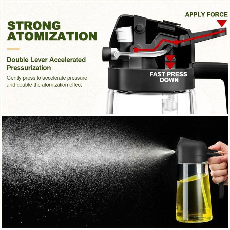 VOLRIX Oil Spray Bottle for Cooking Premium Glass 2 in 1 Oil Dispenser for Kitchen Food Grade Oil Sprayer Containers with Nozzle Oil Bottle for Air Fryer Roasting and Frying 500 ML Multicolour - Image 4