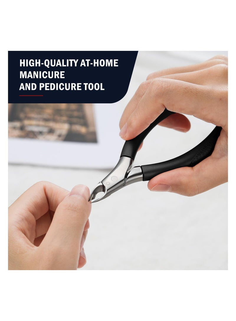 KHAJUL Cuticle Trimmer, Professional Cuticle Nippers, Rubber Coated Handle Manicure Tools, Stainless Steel Cuticle Cutter for Nails (5mm), Black - Image 5