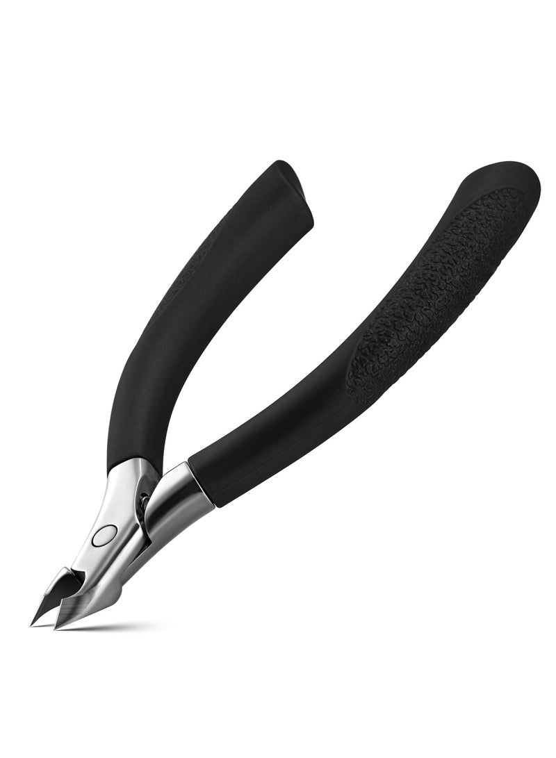 KHAJUL Cuticle Trimmer, Professional Cuticle Nippers, Rubber Coated Handle Manicure Tools, Stainless Steel Cuticle Cutter for Nails (5mm), Black - Image 2