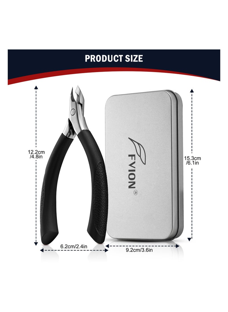 KHAJUL Cuticle Trimmer, Professional Cuticle Nippers, Rubber Coated Handle Manicure Tools, Stainless Steel Cuticle Cutter for Nails (5mm), Black - Image 3