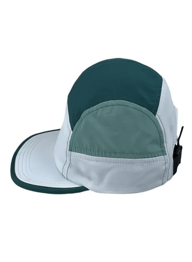 FASHIXD 5 Panel Hats for Men Baseball Cap Outdoor Sports Running Cap (US, Alpha, One Size, White/DarkGreen) - Image 3