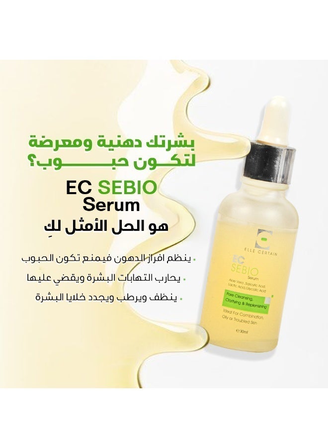 ELLE CERTAIN EC Sebio Serum for Acne Prone Skin 30ml – Oil Control Face Serum with Niacinamide, Salicylic Acid, AHA, Aloe Vera, Fragrance-Free Treatment for Pimples and Blackheads - Image 3
