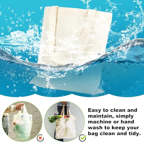 RAINFLOW Canvas Tote Bag - 4 PCS Cotton Canvas Reusable Grocery Shopping Blank Tote Bag with Handles for Crafts DIY, Gift, Advertising Promotion Activity - Image 4