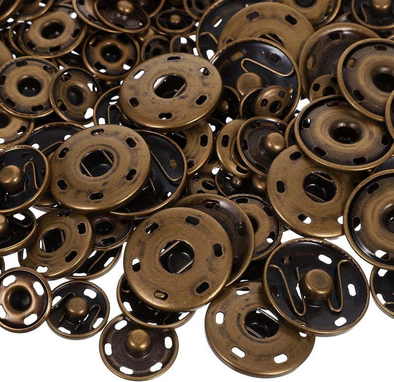 Alipis 80pcs Metal Snap Button Fasteners Round Sew-on Snap Closures for Jackets Coats Sewing DIY Clothing Repair - Image 3