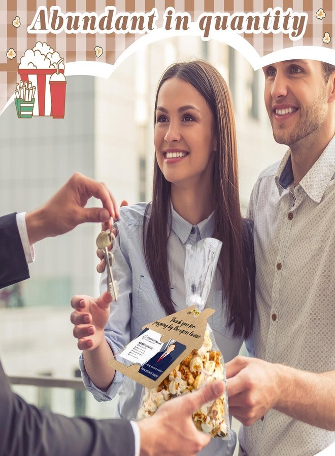 Hoolerry 50 Set Open House Gift Real Estate Agent Supplies Popcorn Bag with Tag Open House Supplies Thanks Tag Business Card Thank You for Popping by Candy Bag for Estate Agent Favors (Brown - Image 4