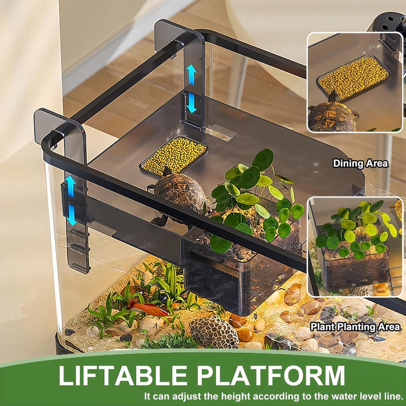 Moonmen Fish Aquarium, Turtle Tank Starter Kit with Light and Filter, Bottom Drainage, Multi-Function Areas for Turtles, Crabs,Fishes, Amphibians,Reptiles (39 * 22 * 21cm) - Image 4
