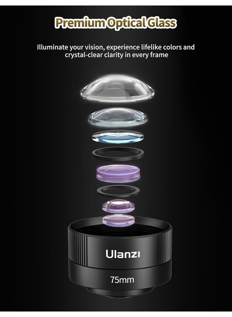 Ulanzi ULANZI CL-003 Phone Macro Lens, HD 75mm Phone Camera Lens for 17mm Thread, Compatible with iPhone Samsung Smartphone Cage Case with 17mm Adapter - Image 3