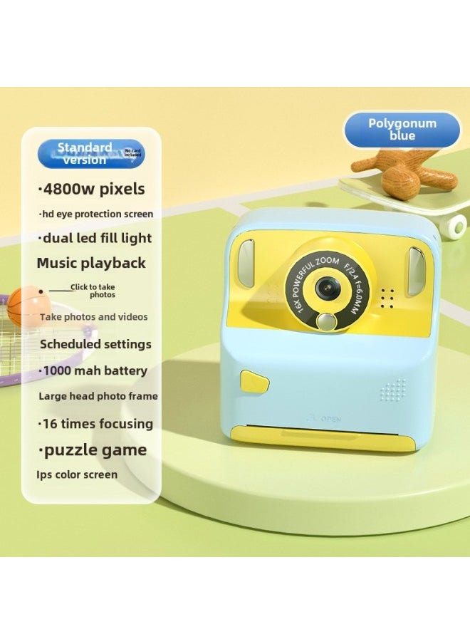 Generic Portable Polaroid Camera Children's Educational Printing Camera HD Digital Polaroid Camera-Color:Blue Without Card  - Image 1