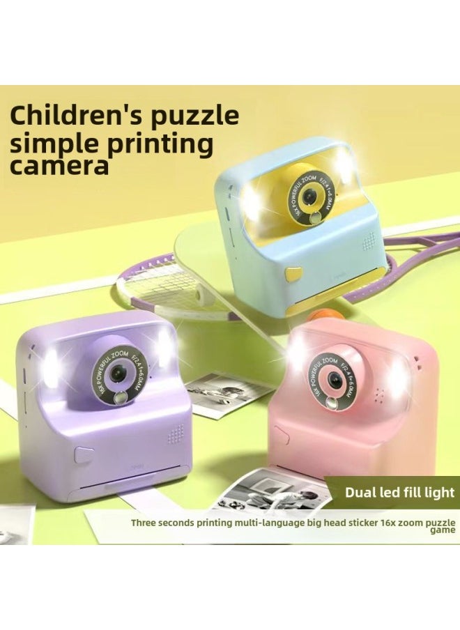 Generic Portable Polaroid Camera Children's Educational Printing Camera HD Digital Polaroid Camera-Color:Blue Without Card  - Image 2