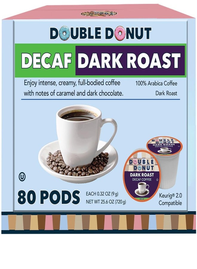 Double Donut Coffee Decaf Dark Roast Coffee Pods, Extra Bold Blend Coffee, Single Serve Coffee For Keurig K Cups Machines, Decaf Dark Roast Coffee in Recyclable Pods, 80 Count - Image 1