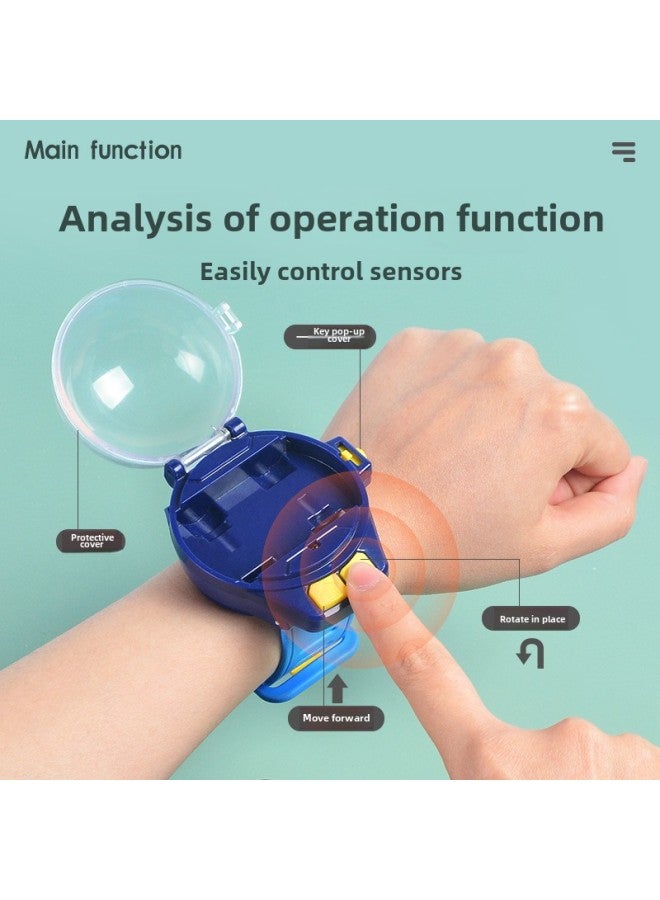 Mini Children's Watch Remote Control Police Car 2.4G Alloy Remote Control Small Car Children's Toy Remote Control Vehicle-Color:Alloy Blue Cloth Gadi (charging Version)  - Image 3