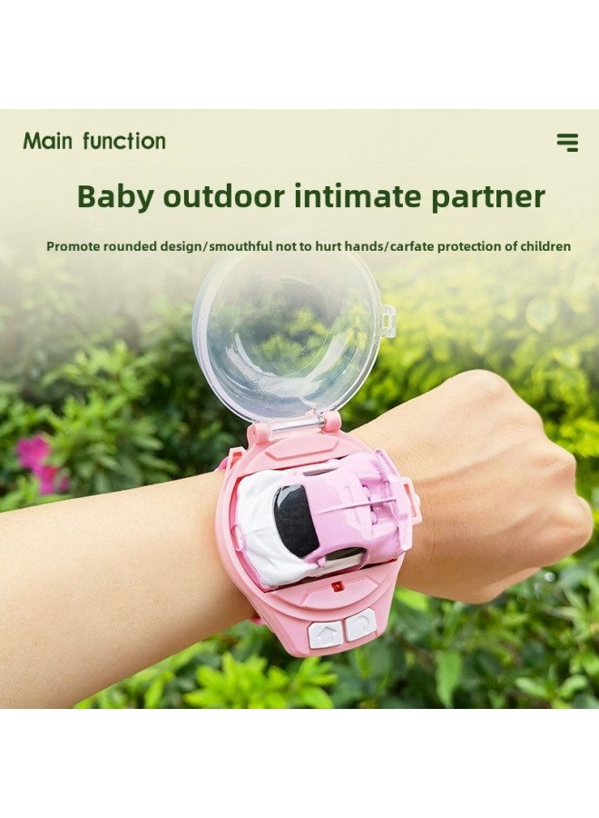 Mini Children's Watch Remote Control Police Car 2.4G Alloy Remote Control Small Car Children's Toy Remote Control Vehicle-Color:Alloy Blue Cloth Gadi (charging Version)  - Image 5