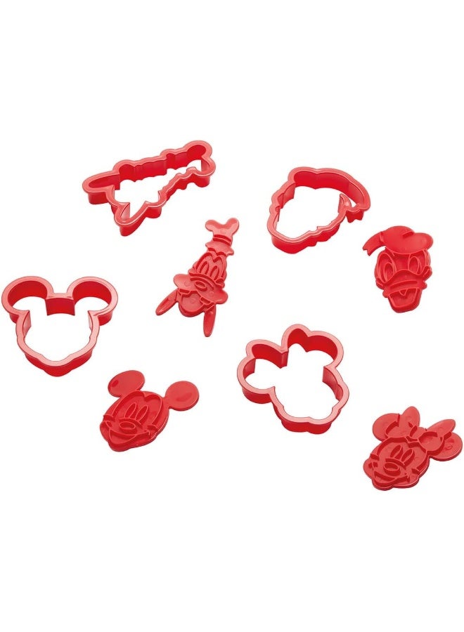 Prestige Prestige New Disney Bake With Mickey Mouse Cookie Cutter Set Of 4 - Red Cookie Cutters With Mickey And Friends Character Stamps Included  - Image 1