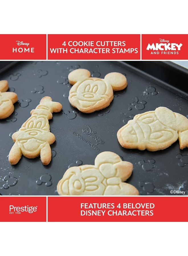 Prestige Prestige New Disney Bake With Mickey Mouse Cookie Cutter Set Of 4 - Red Cookie Cutters With Mickey And Friends Character Stamps Included