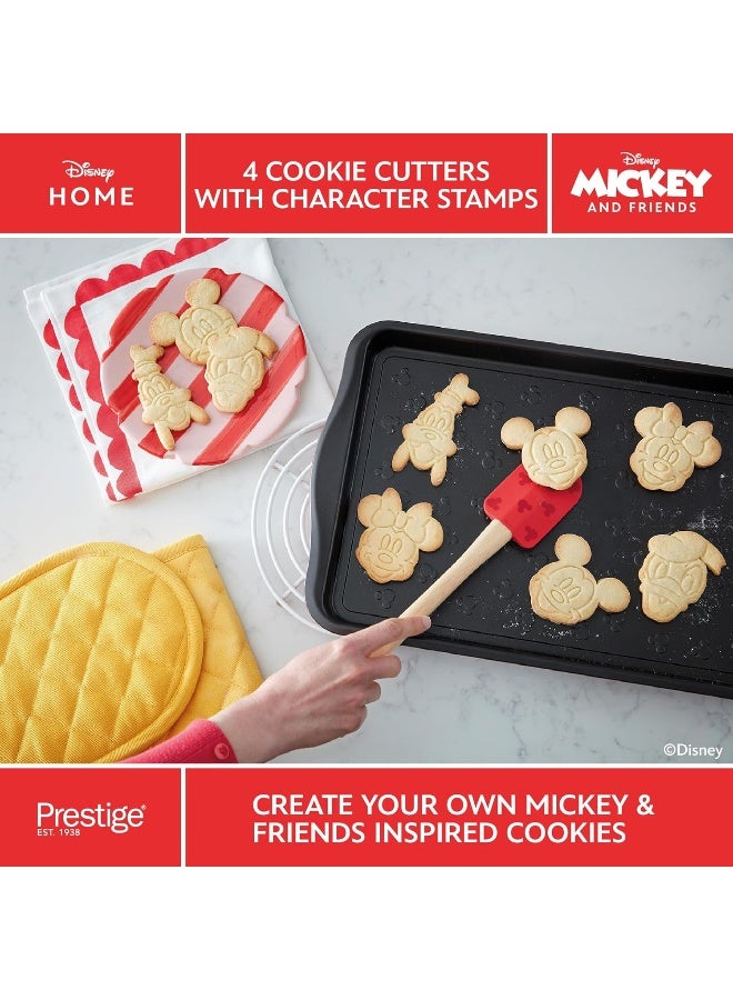 Prestige Prestige New Disney Bake With Mickey Mouse Cookie Cutter Set Of 4 - Red Cookie Cutters With Mickey And Friends Character Stamps Included  - Image 4