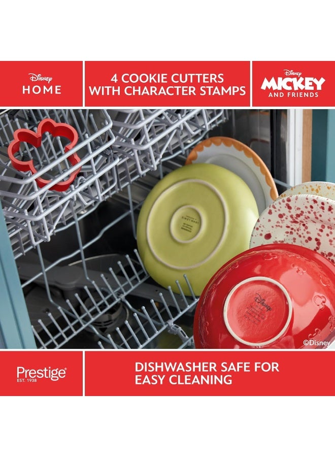 Prestige Prestige New Disney Bake With Mickey Mouse Cookie Cutter Set Of 4 - Red Cookie Cutters With Mickey And Friends Character Stamps Included  - Image 5