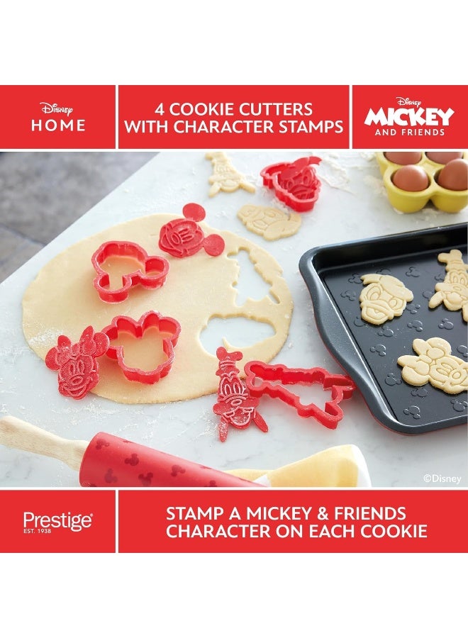 Prestige Prestige New Disney Bake With Mickey Mouse Cookie Cutter Set Of 4 - Red Cookie Cutters With Mickey And Friends Character Stamps Included  - Image 2