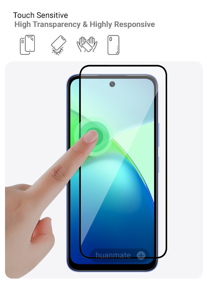 huanmate Infinix Smart 10 Screen Protector – Premium Edge to Edge Tempered Glass, High Transparency, Delicate Touch, Anti-Explosion, Smooth Arc Edges, Easy Installation  - Image 4