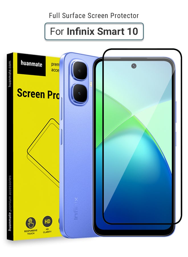 huanmate Infinix Smart 10 Screen Protector – Premium Edge to Edge Tempered Glass, High Transparency, Delicate Touch, Anti-Explosion, Smooth Arc Edges, Easy Installation  - Image 1