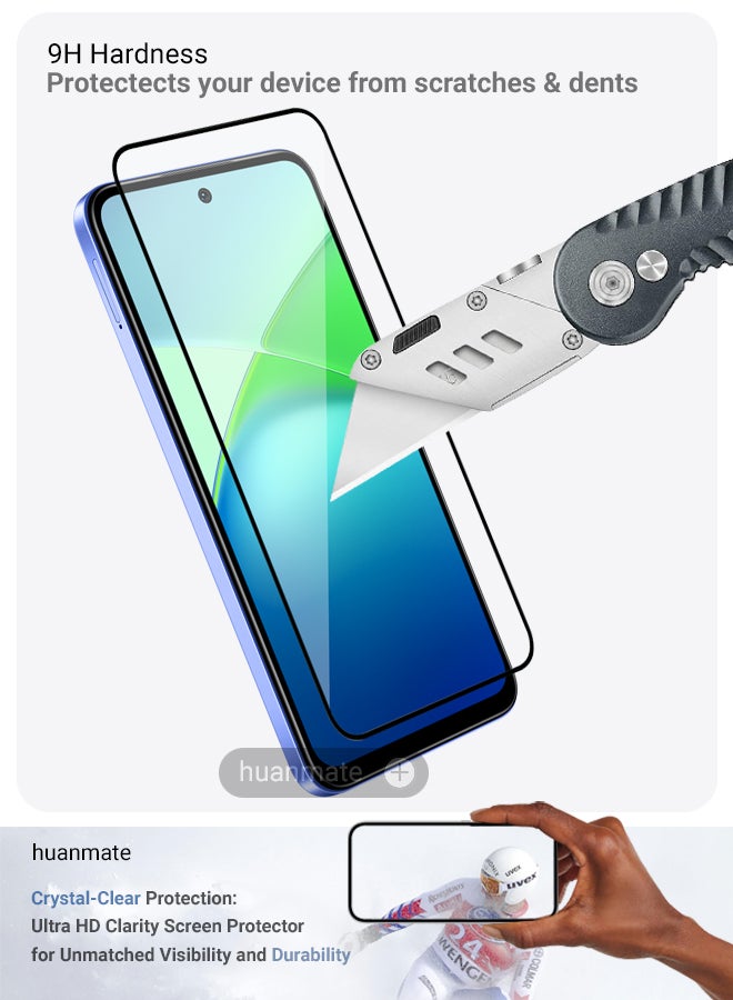 huanmate Infinix Smart 10 Screen Protector – Premium Edge to Edge Tempered Glass, High Transparency, Delicate Touch, Anti-Explosion, Smooth Arc Edges, Easy Installation  - Image 3