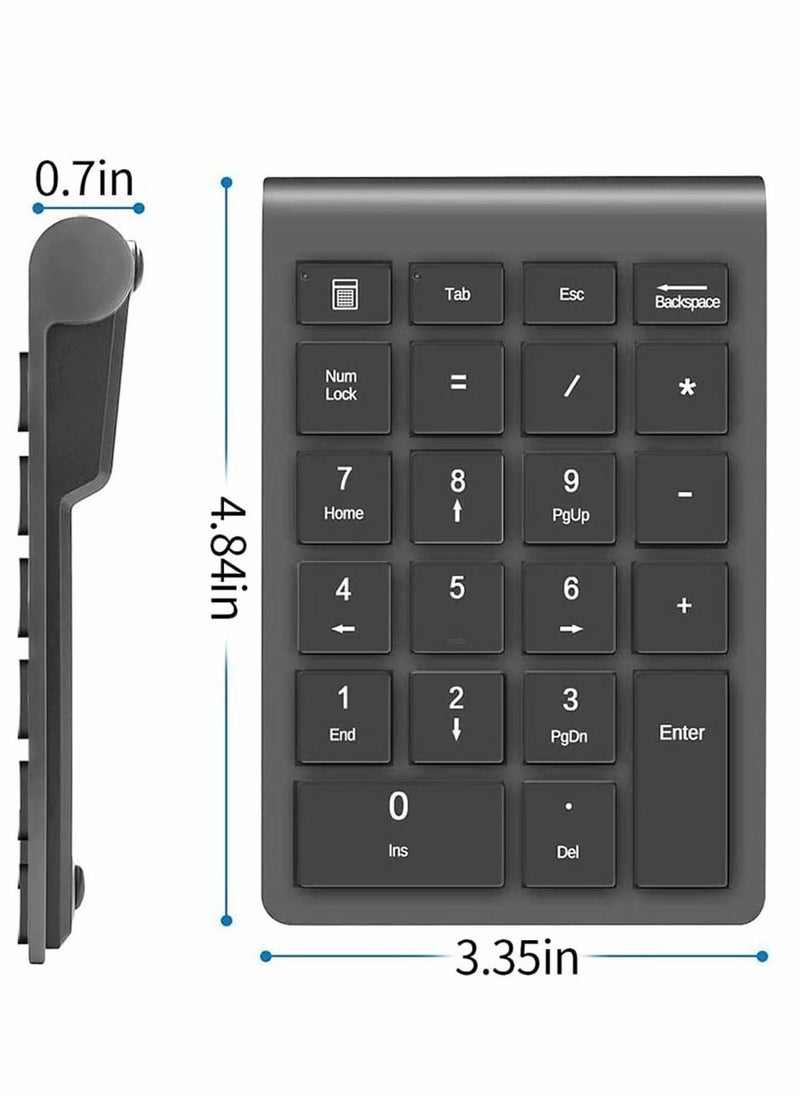 Generic - 22 Keys Bluetooth Wireless Number Pad Rechargeable 10Key 2.4GHz Numeric Keypad Efficiently Data Entry with Arrow for Laptop Desktop MacBook Pro Air iMac iPhone iPad - Image 1