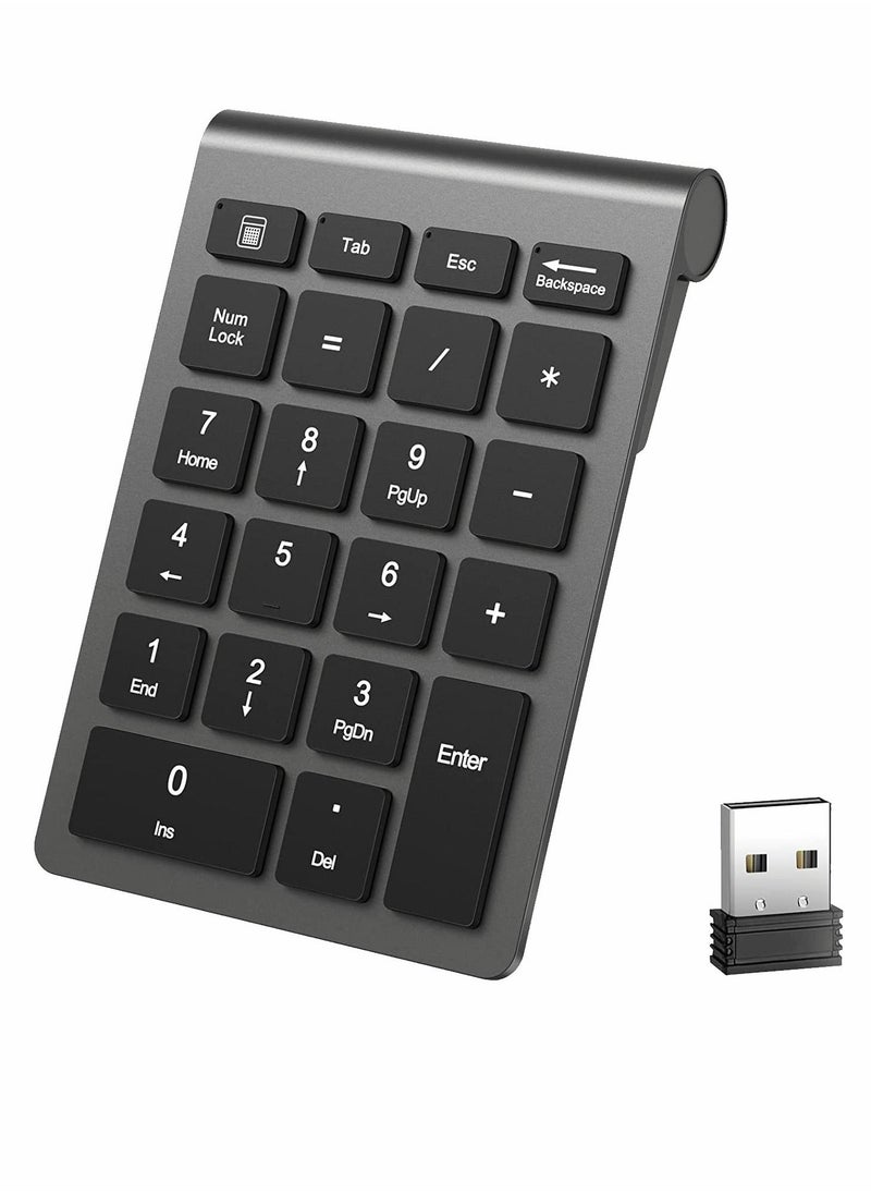 Generic - 22 Keys Bluetooth Wireless Number Pad Rechargeable 10Key 2.4GHz Numeric Keypad Efficiently Data Entry with Arrow for Laptop Desktop MacBook Pro Air iMac iPhone iPad - Image 1