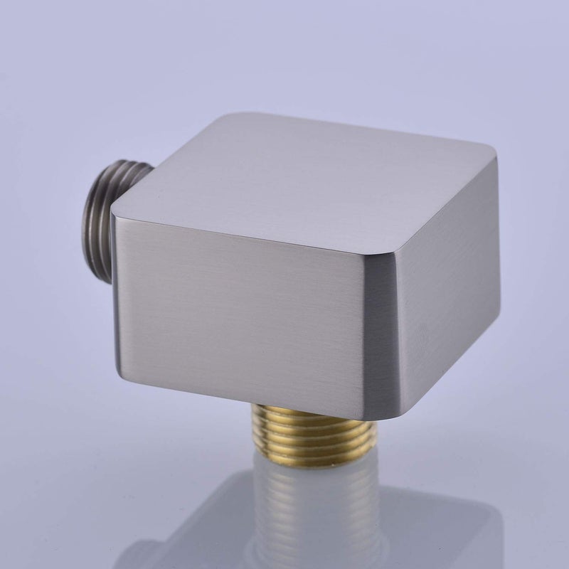 Nicmondo Brass Wall Supply Elbow, Nicmondo G1/2â€ Square Shower Hose Connector, Drop Ell Wall-mounted Union Water Outlet for Handheld Shower Handshower,Brushed Nickel - Image 3