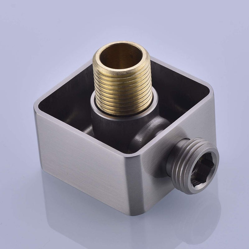 Nicmondo Brass Wall Supply Elbow, Nicmondo G1/2â€ Square Shower Hose Connector, Drop Ell Wall-mounted Union Water Outlet for Handheld Shower Handshower,Brushed Nickel - Image 5