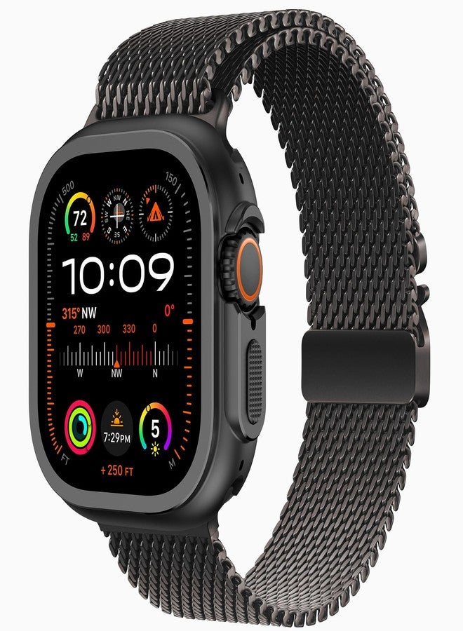 Amizee 2 in 1 Metal Case Compatible with Apple Watch Ultra 3/2/1 49mm with Back Cover, Rugged Shockproof Protective Bumper Cover for iWatch 49mm, Black - Image 2