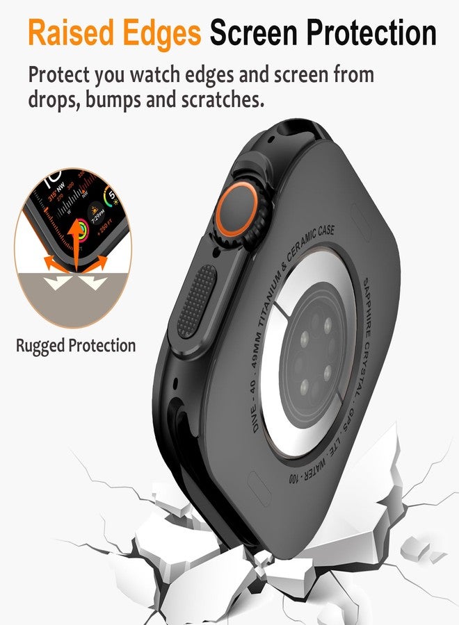 Amizee 2 in 1 Metal Case Compatible with Apple Watch Ultra 3/2/1 49mm with Back Cover, Rugged Shockproof Protective Bumper Cover for iWatch 49mm, Black - Image 3