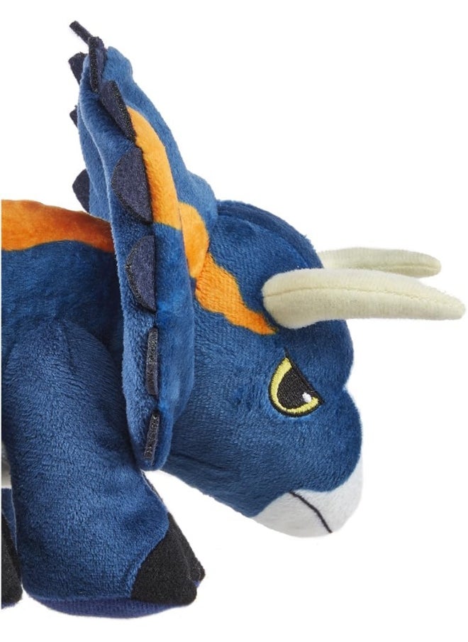 JURASSIC WORLD Plush Nasutoceratops Dinosaur Inspired by Jurassic World Dominion ~ Makes Dinosaur Roaring Sound ~ Blue and Orange ~ Approximately 9" Long ~ Collectible Stuffie for JW Fans  - Image 3
