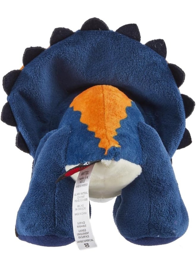 JURASSIC WORLD Plush Nasutoceratops Dinosaur Inspired by Jurassic World Dominion ~ Makes Dinosaur Roaring Sound ~ Blue and Orange ~ Approximately 9" Long ~ Collectible Stuffie for JW Fans  - Image 5