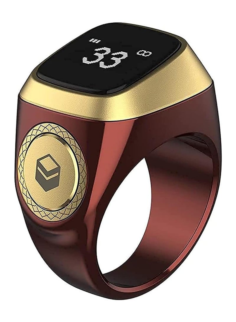 iQIBLA Smart Tasbih Zikr Ring Muslim Prayer Prayer timing reminder OLED display Tasbih Counter Smart Ring Wearable Brown 22mm USB  - Image 1