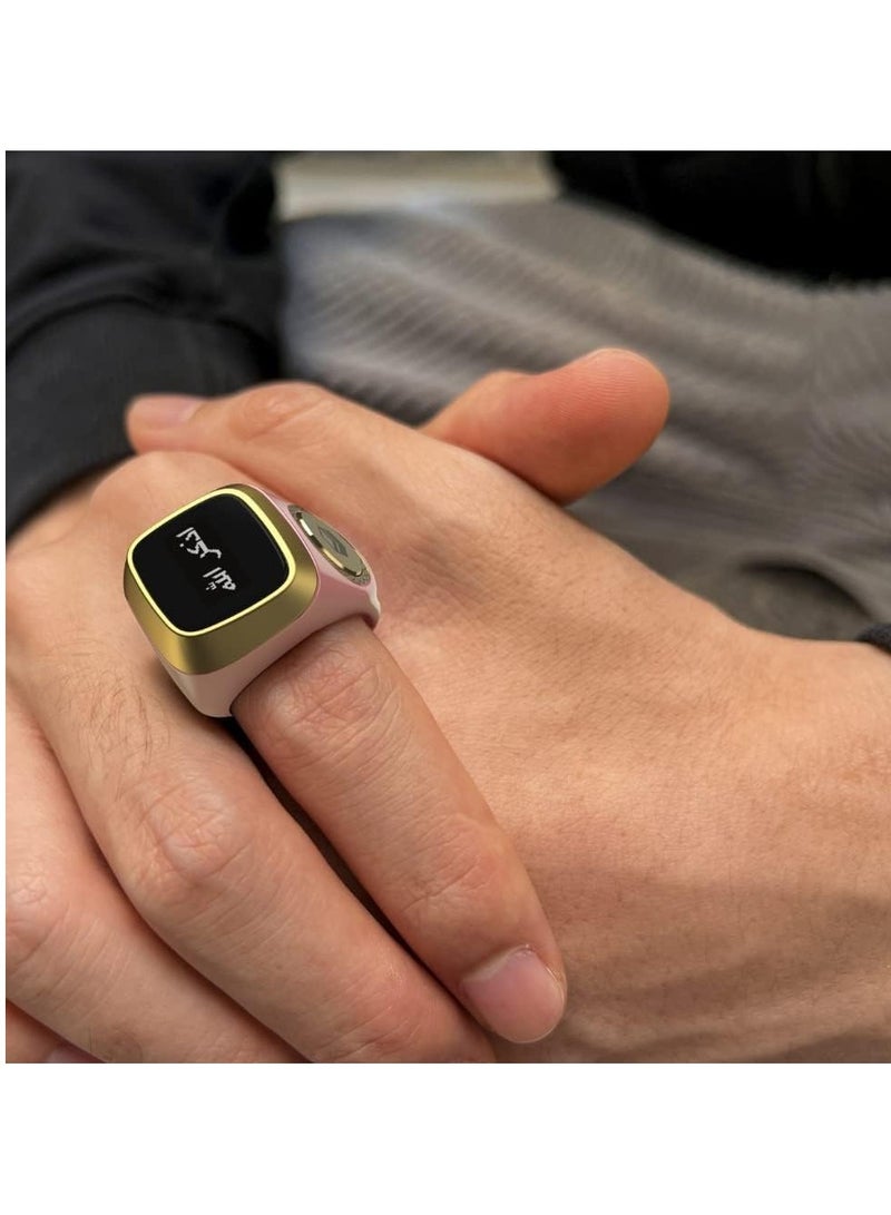 iQIBLA Smart Tasbih Zikr Ring Muslim Prayer Prayer timing reminder OLED display Tasbih Counter Smart Ring Wearable Brown 22mm USB  - Image 3
